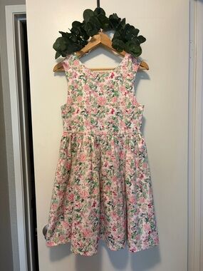 Girls Pink Floral Sleeveless Occasion Dress